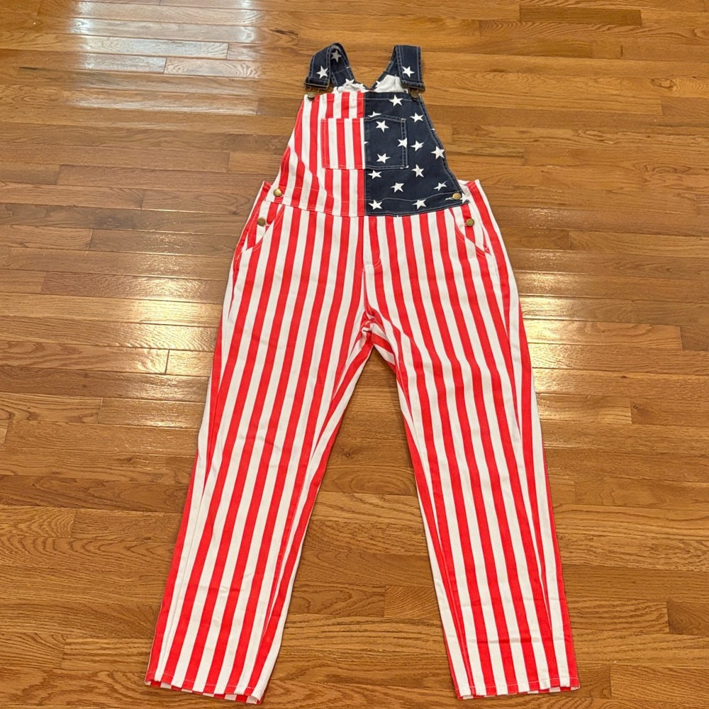 Patriotic Striped Overalls